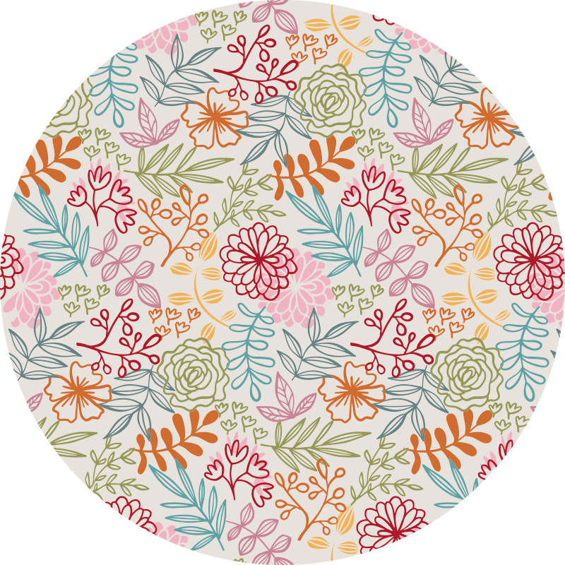 Tapis vinyle plantes palette pastel florale - TenStickers