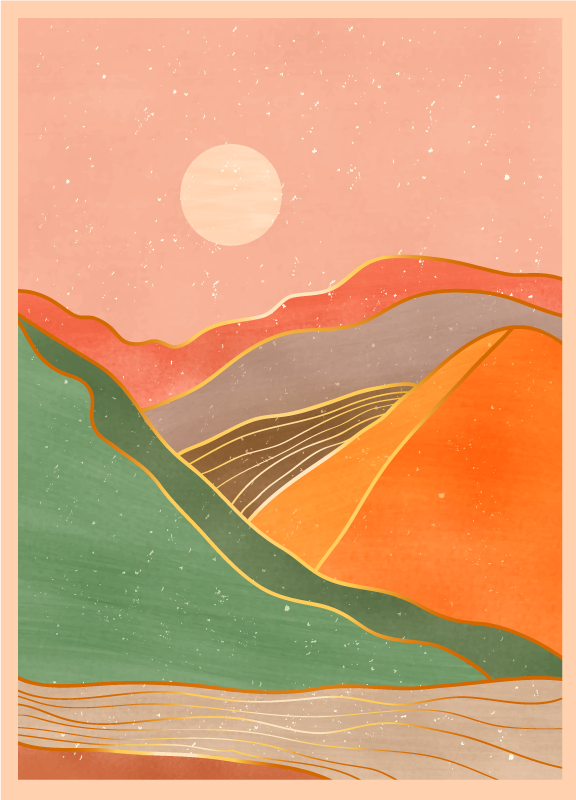 Tapis vinyle design moderne paysage de montagne abstrait - TenStickers