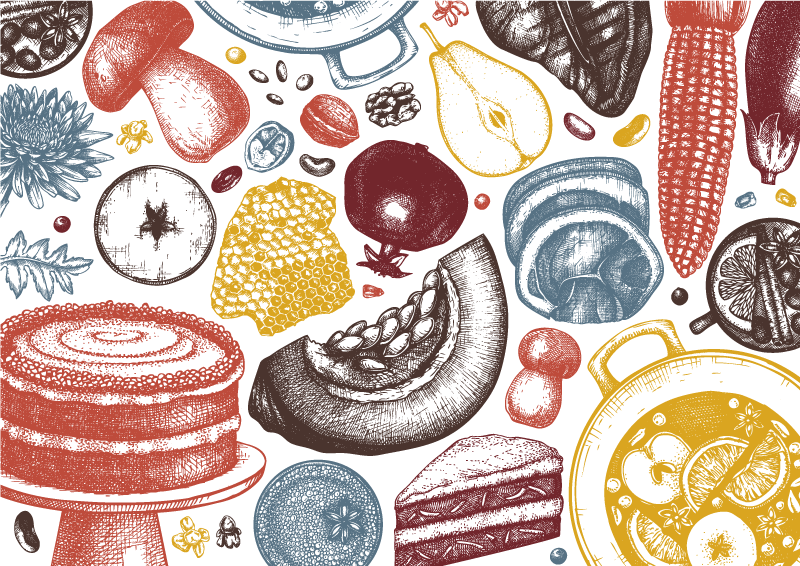 Tapis vinyle cuisine illustrations culinaires - TenStickers