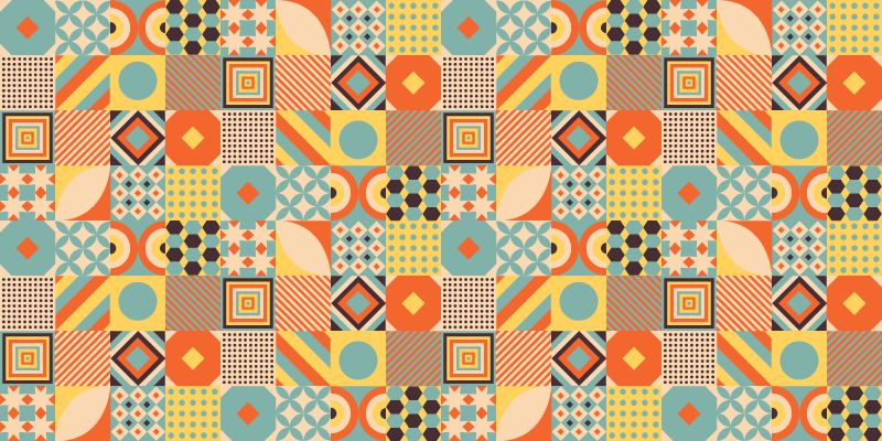 Tapis vinyle géométrique concept de tuiles vivantes - TenStickers