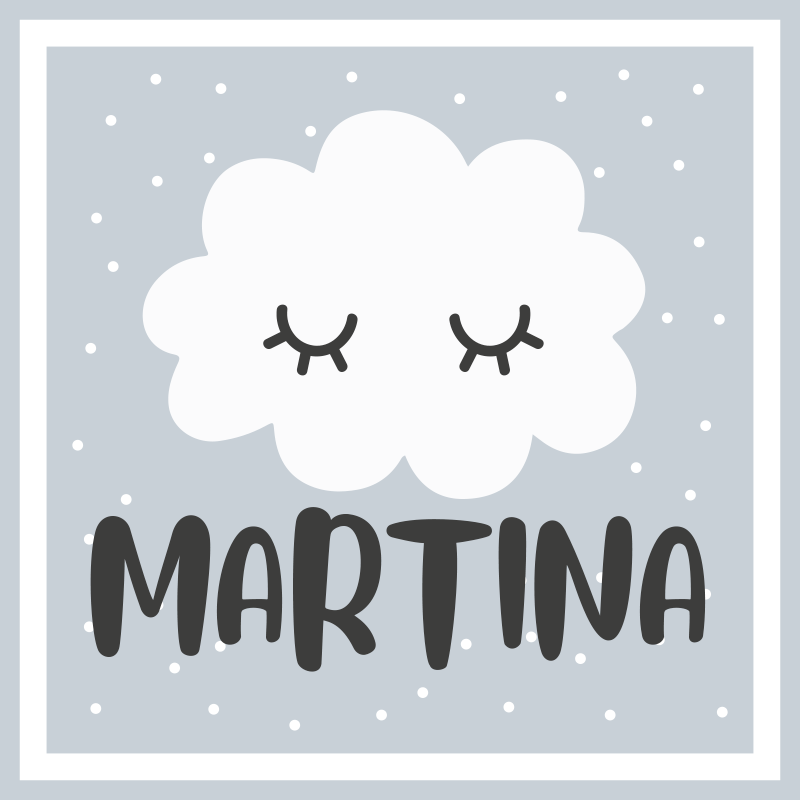 Tapis vinyle bébé nuage gris avec nom - TenStickers