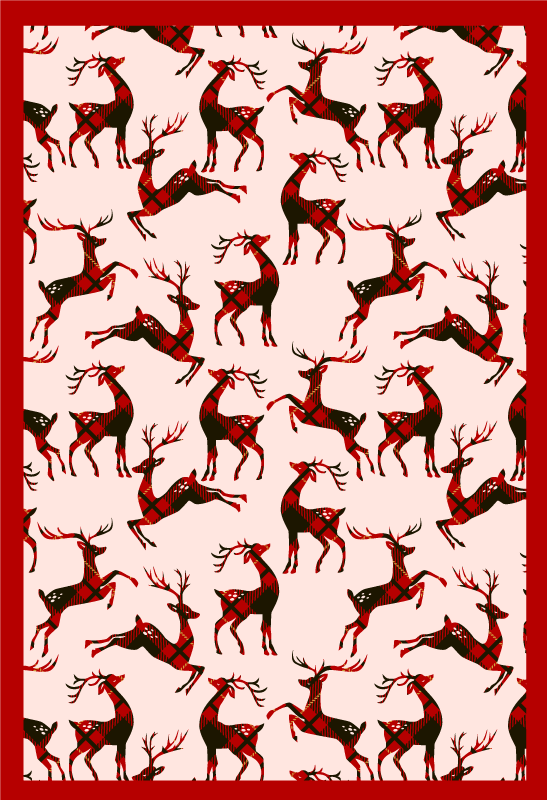 Tapis vinyle animal Cerf tartan rouge - TenStickers