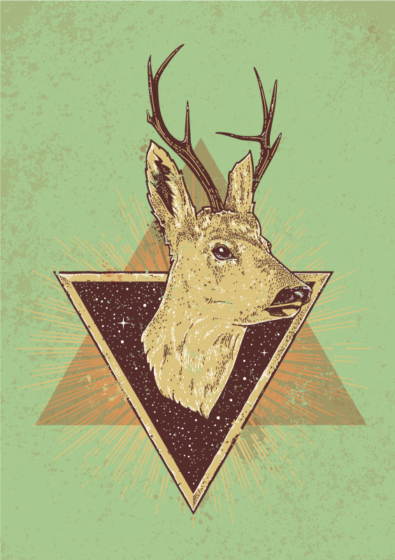 Tapis vinyle animal tête de cerf stylisée - TenStickers