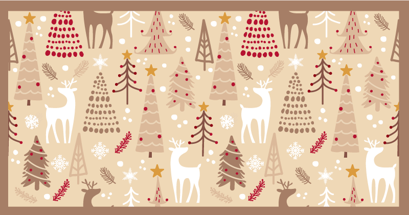 Tapis vinyle nordique scène de forêt festive - TenStickers