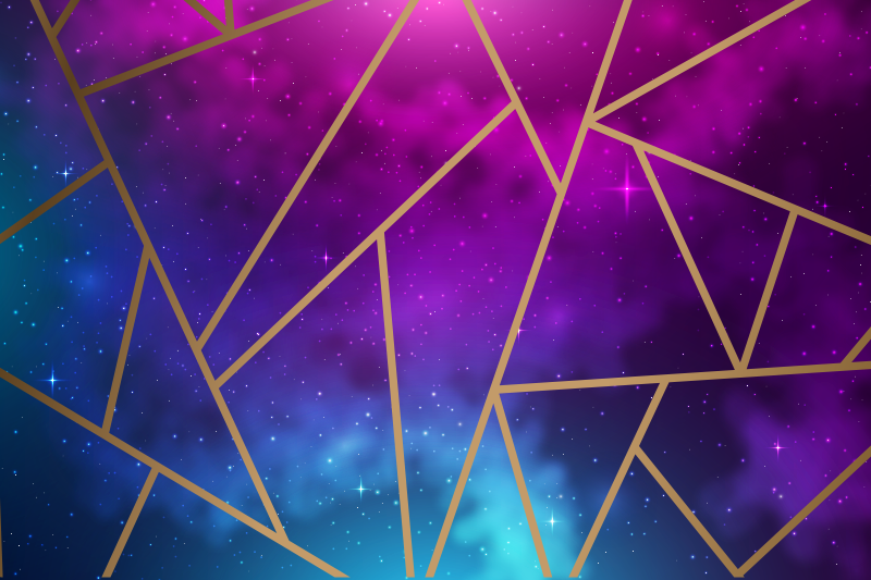 Tapis vinyle géométrique motif bleu et violet cosmique - TenStickers