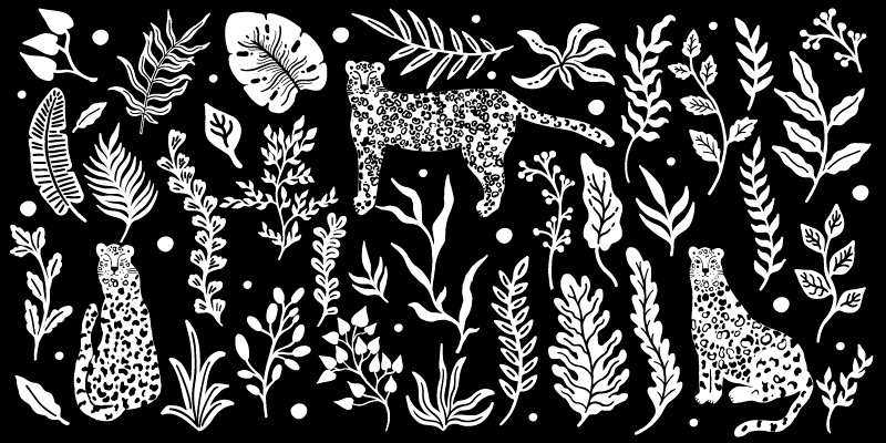 Tapis vinyle nature monstera et léopards - TenStickers