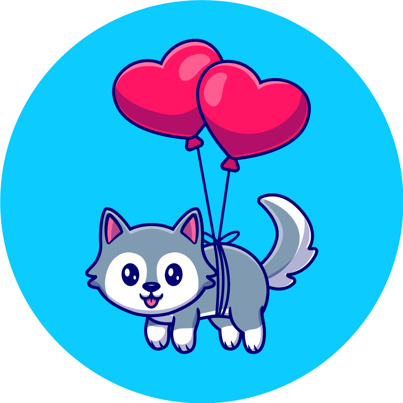 Tapis vinyle animal bébé loup avec des ballons - TenStickers