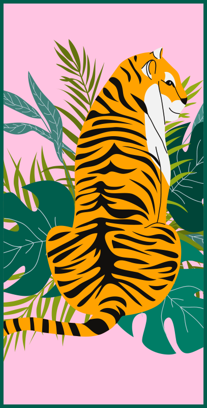 Tapis vinyle animal scène de tigre tropical - TenStickers