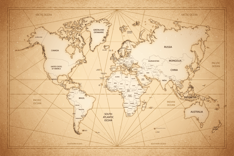 Tapis vinyle chambre art de la carte du monde - TenStickers