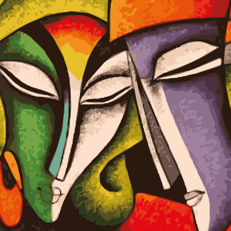 Tapis vinyle salle de bain moderne visages artistiques - TenStickers