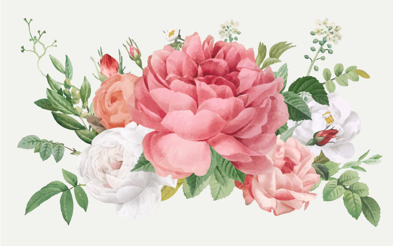 Tapis vinyle plantes composition florale vibrante - TenStickers