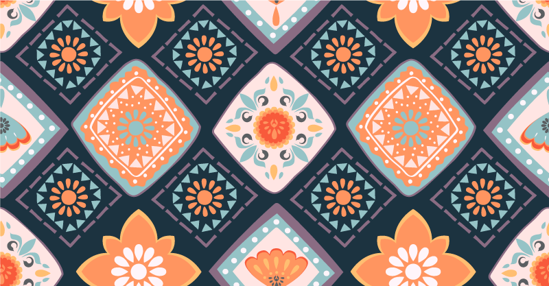 Tapis vinyle salle de bain motif floral vivant - TenStickers