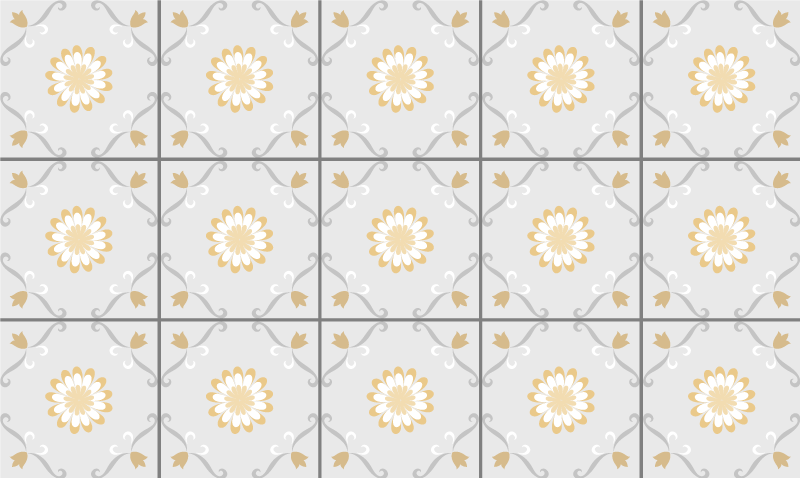 Tapis vinyle carreaux de ciment design botanique élégant - TenStickers