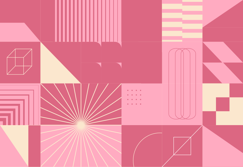 Tapis vinyle design moderne motifs géométriques roses - TenStickers