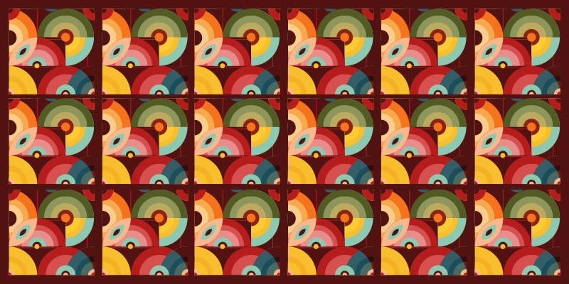 Tapis vinyle vintage formes circulaires colorées rétro - TenStickers