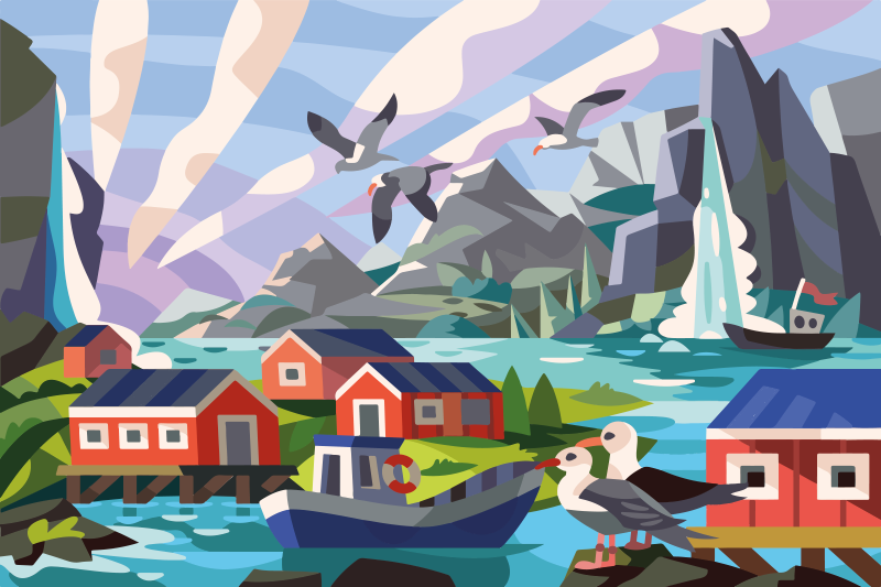 Tapis vinyle nature côte norvégienne - TenStickers