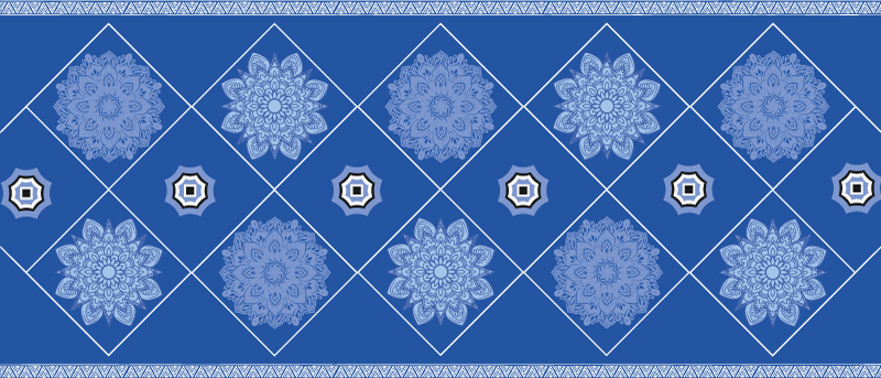 Tapis vinyle salle de bain éléments floraux bleus - TenStickers