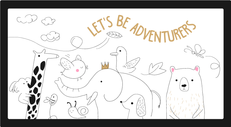 Tapis vinyle bébé scène d'aventure animale - TenStickers
