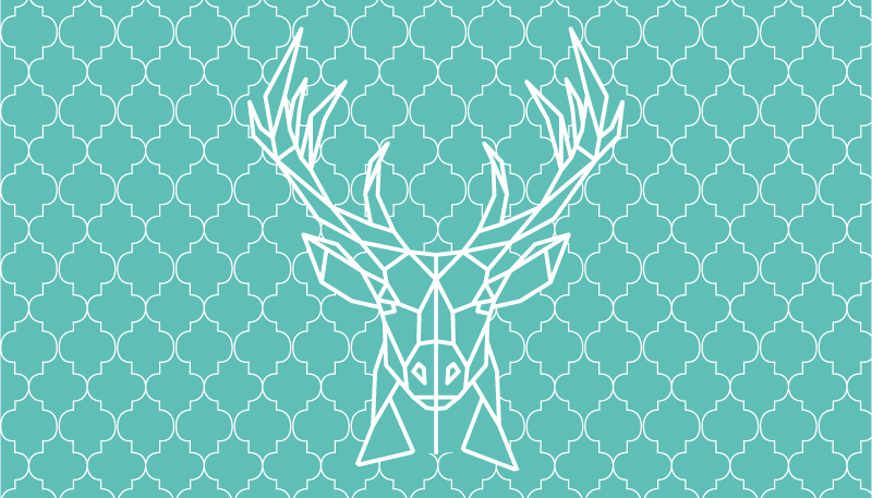 Tapis vinyle animal cerf en origami turquoise - TenStickers