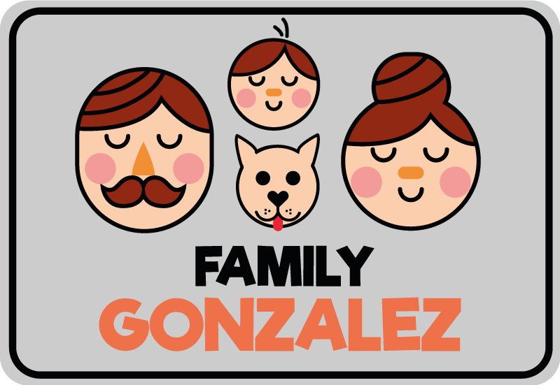 Tapis vinyle personnalisé portrait de famille - TenStickers
