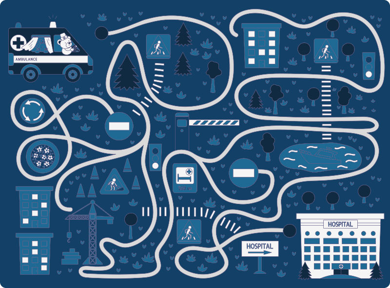 Tapis vinyle route carte bleue de la ville - TenStickers