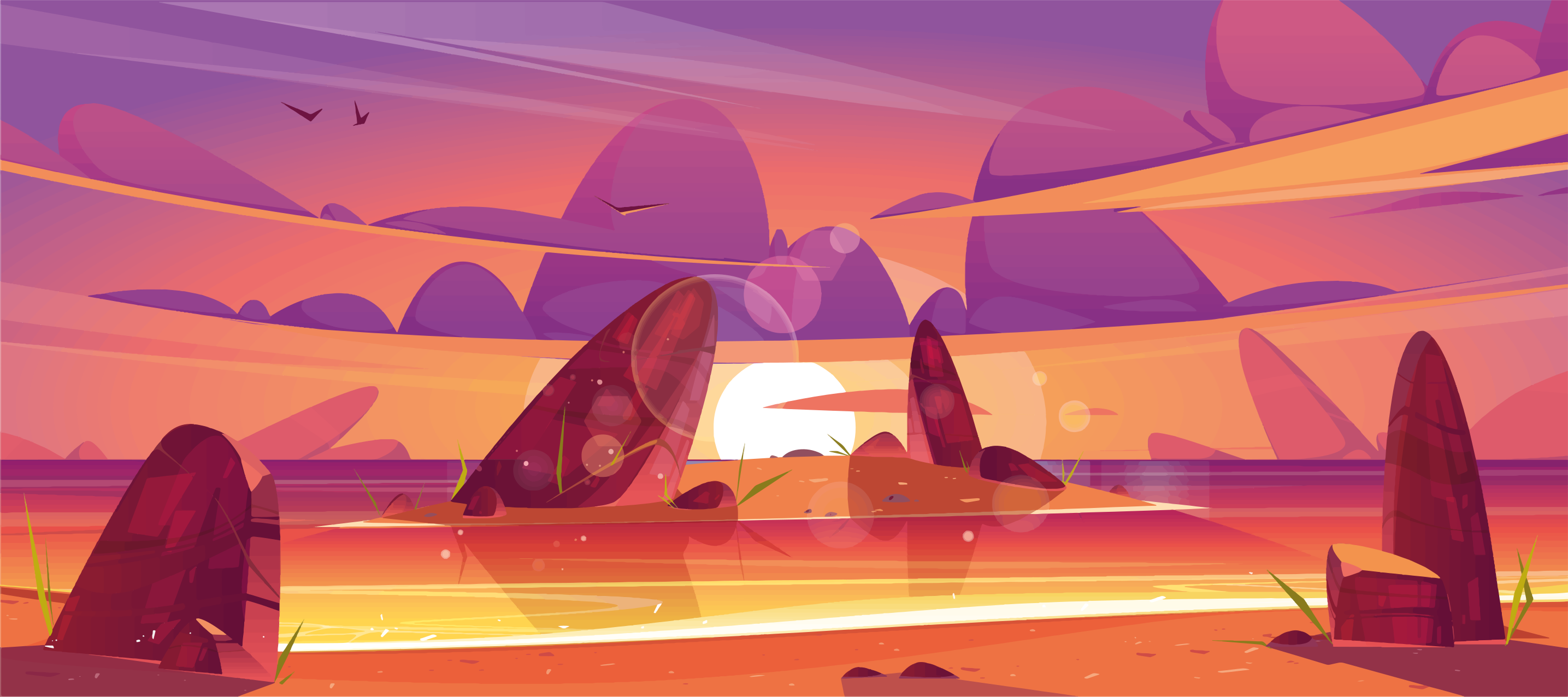 Tapis vinyle nature vues sur le dessert au coucher du soleil - TenStickers