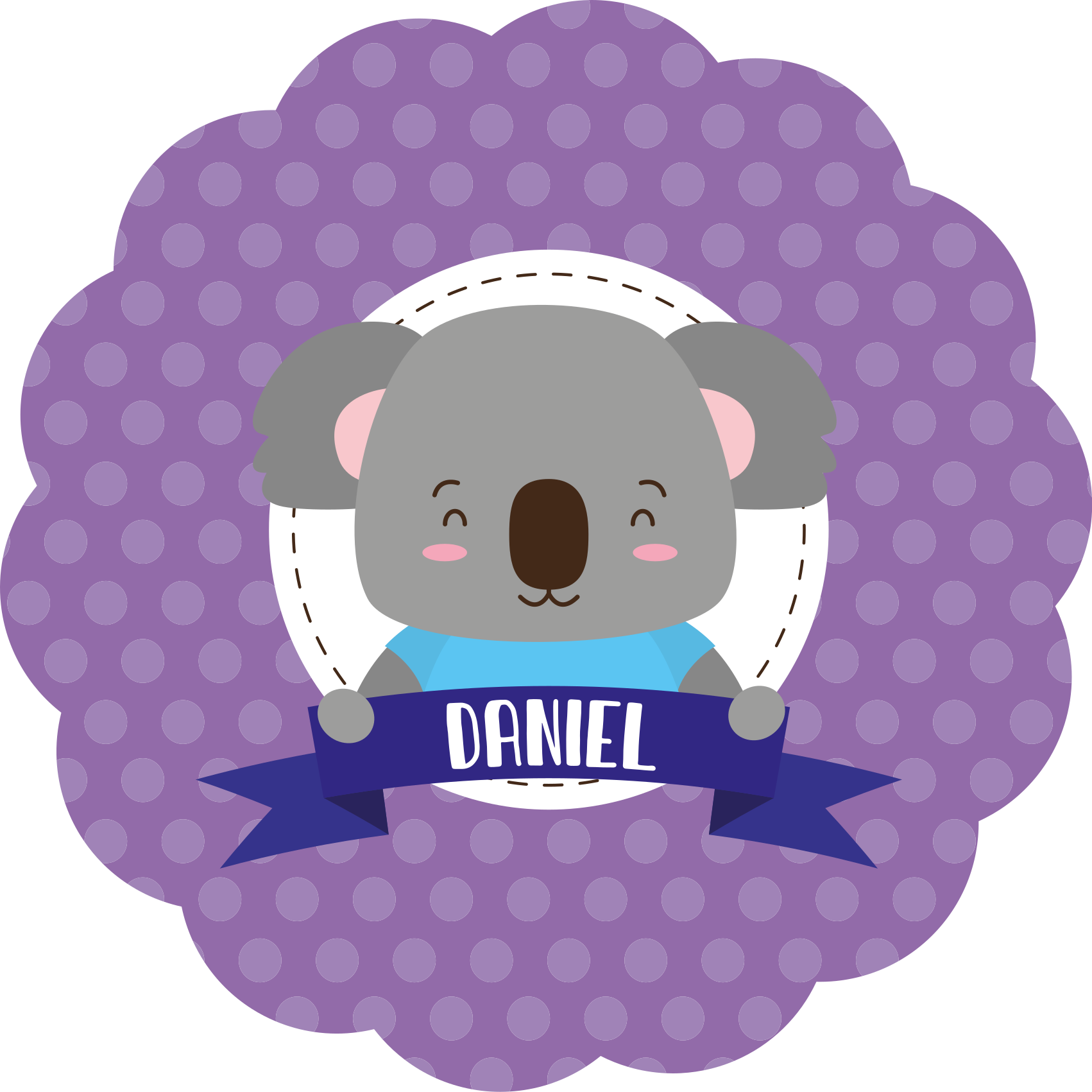 Tapis vinyle bébé koala mignon avec nom - TenStickers