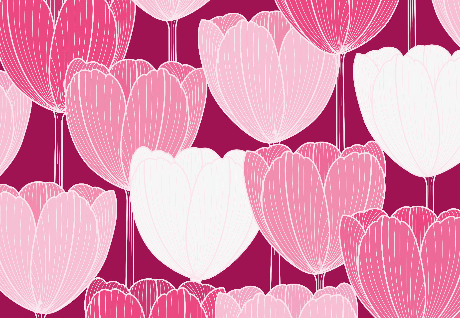 Tapis vinyle plantes éléments de tulipes roses - TenStickers