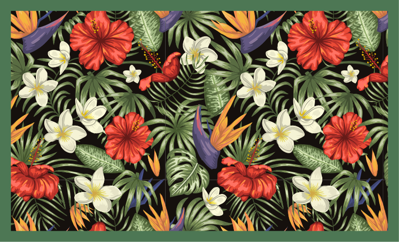 Tapis vinyle plantes motif tropical coloré - TenStickers
