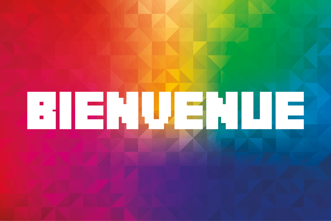 Tapis vinyle citation Bannière colorée et texte de bienvenue - TenStickers