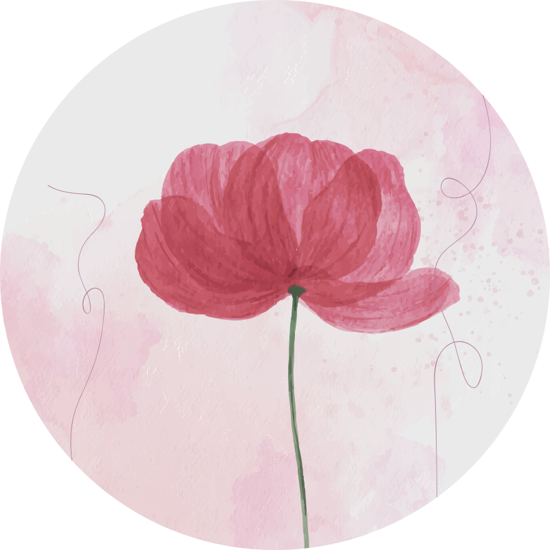 Tapis vinyle plantes motif coquelicot aquarelle - TenStickers