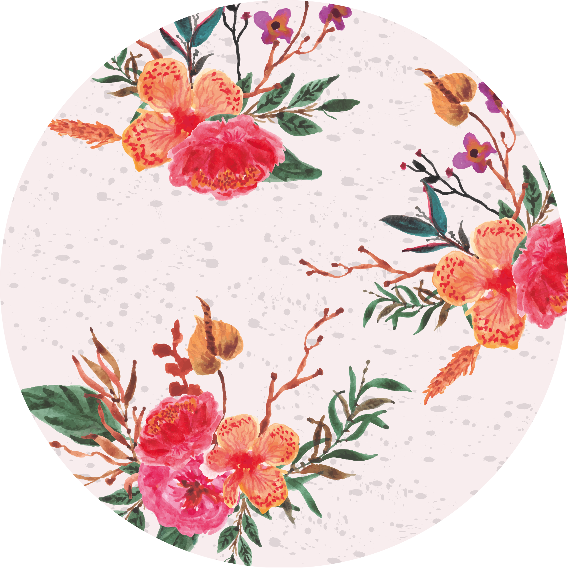 Tapis vinyle plantes pivoines et orchidées - TenStickers