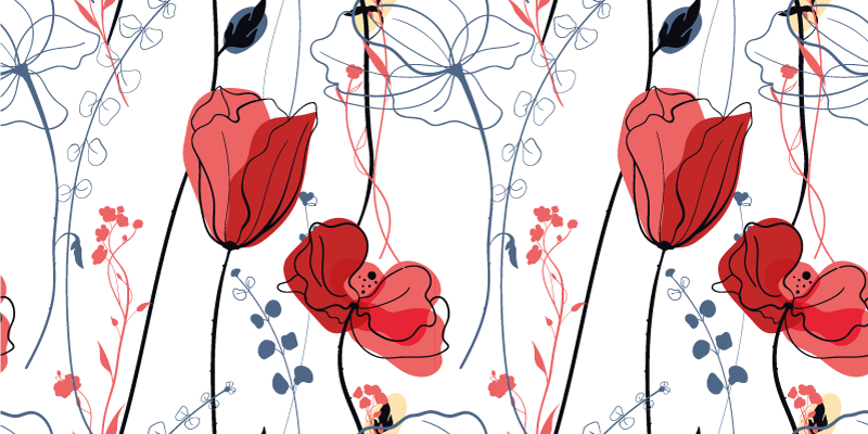 Tapis vinyle plantes grâce de la fleur cramoisie - TenStickers