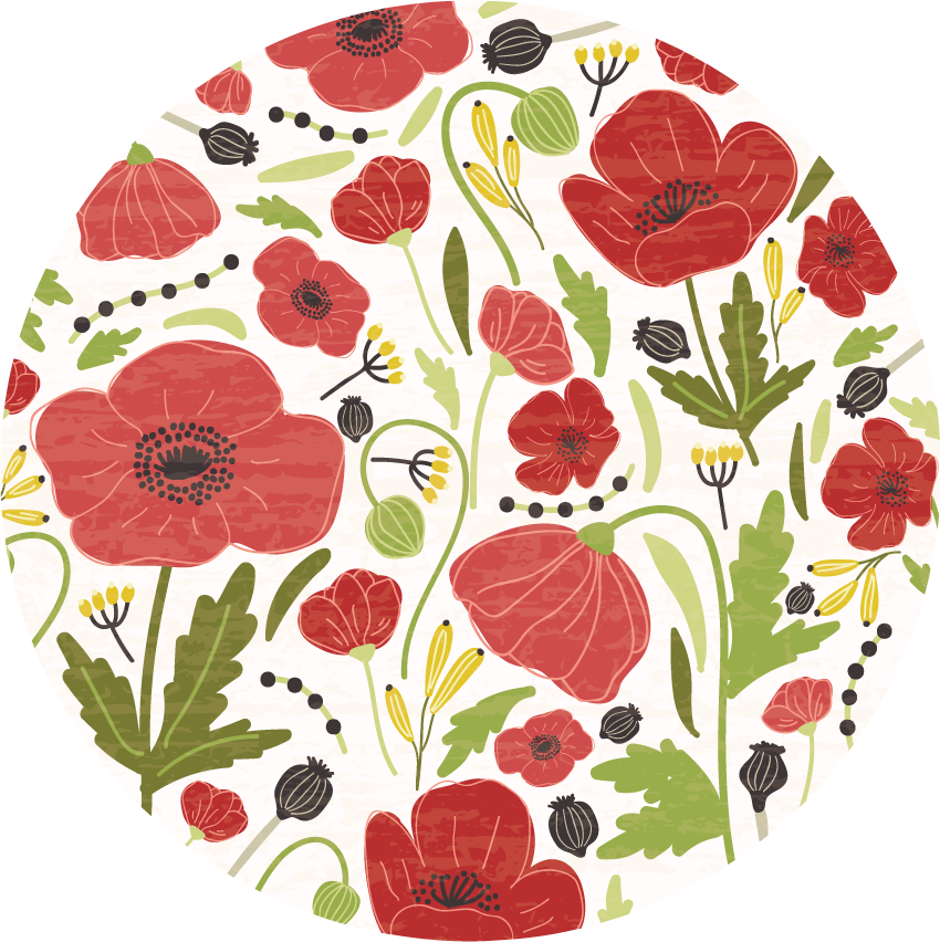 Tapis vinyle plantes fleurs de pavot rouge - TenStickers