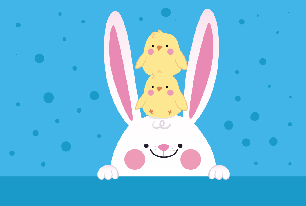 Tapis vinyle pour enfants lapin heureux avec des poussins - TenStickers