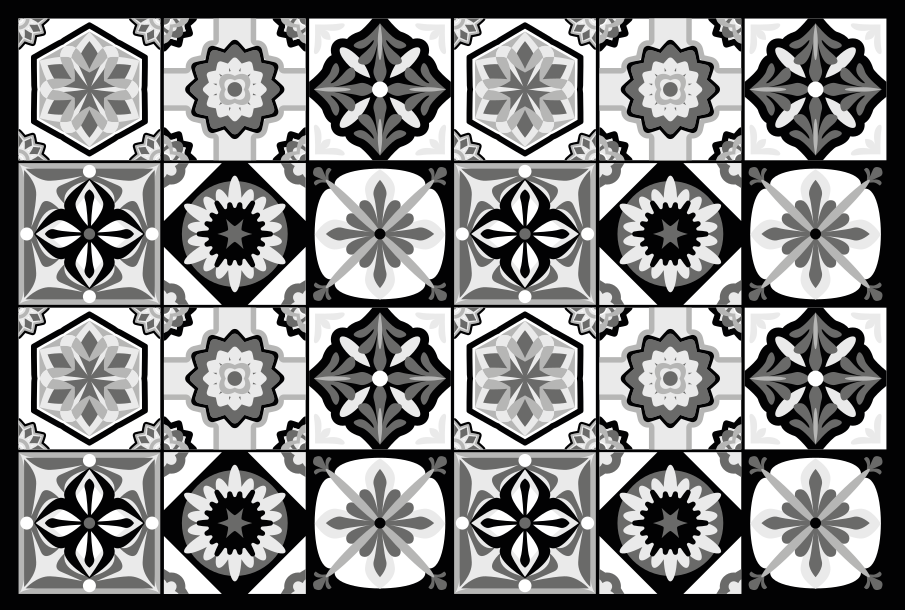 Tapis vinyle carreaux de ciment motif gris élégant - TenStickers