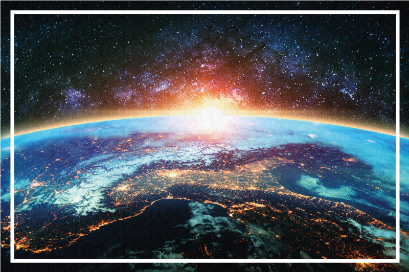 Tapis vinyle carte du monde vue planétaire - TenStickers