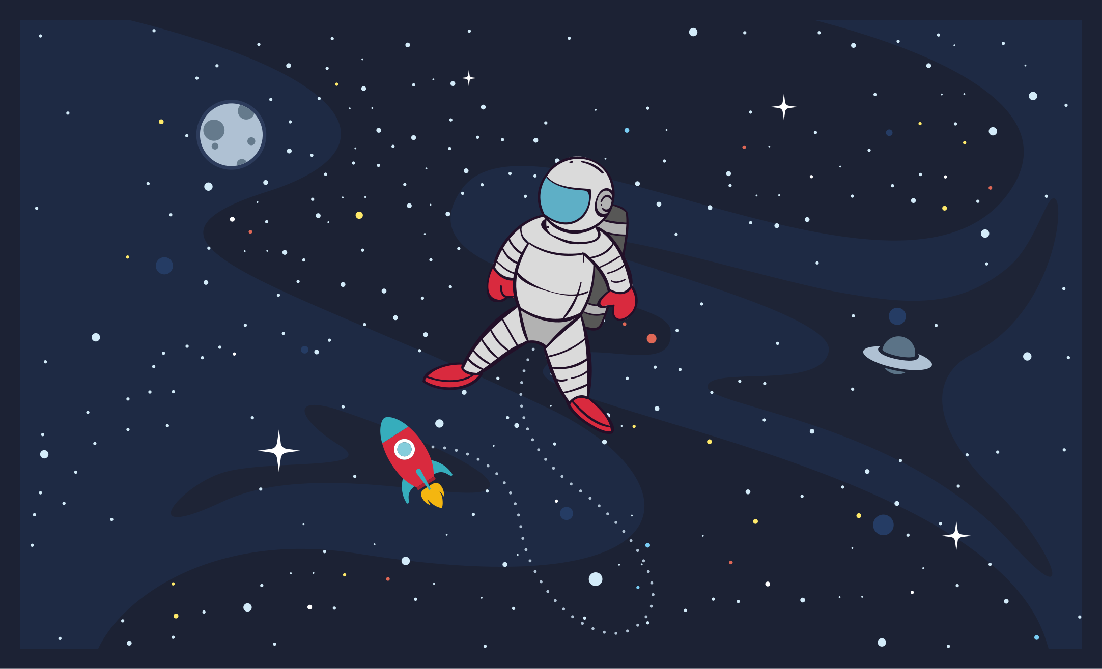 Tapis vinyle pour enfants Astronaute solitaire avec fusée - TenStickers