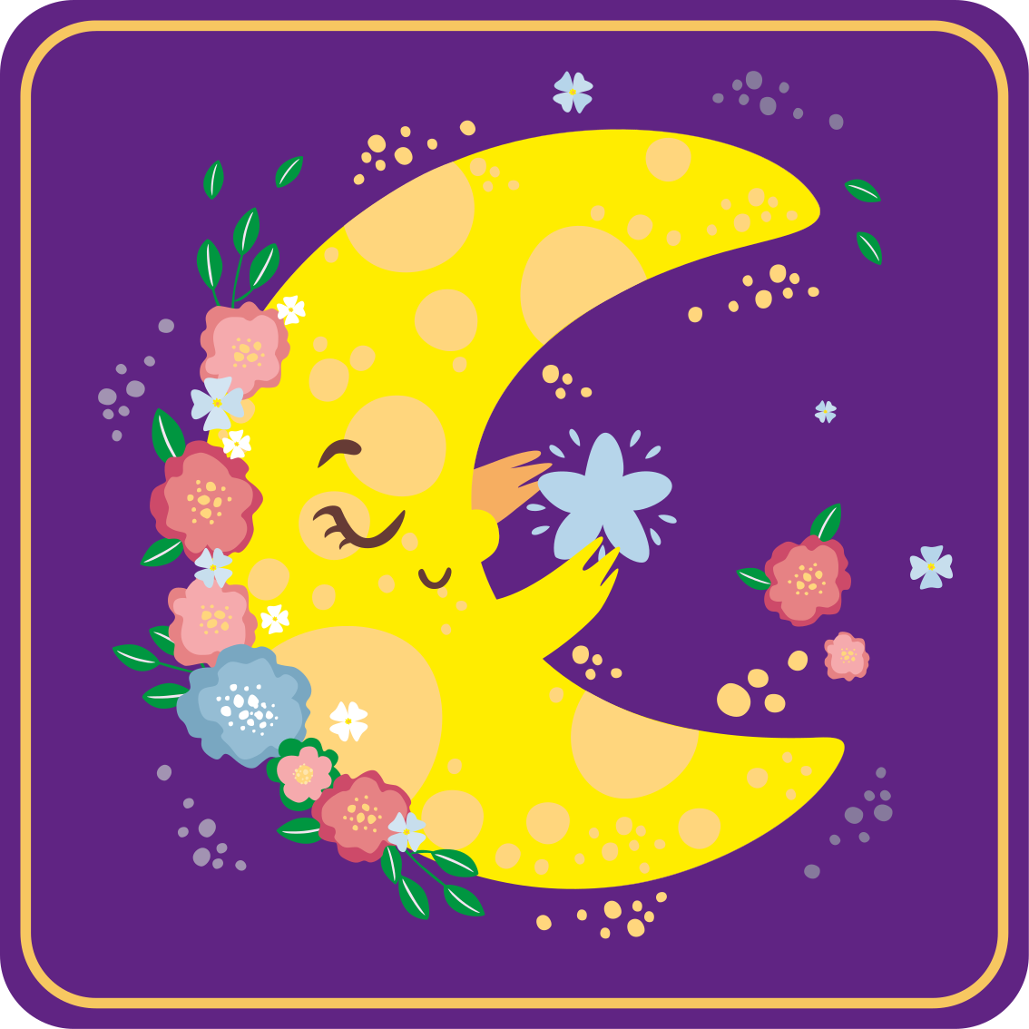 Tapis vinyle étoile fleur de lune joyeuse - TenStickers