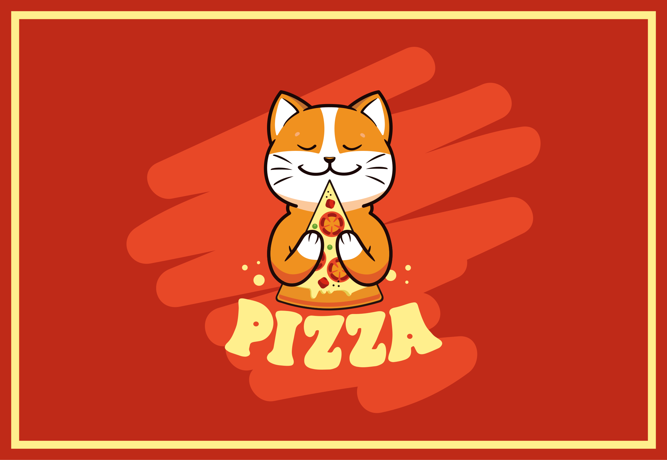 Tapis vinyle cuisine chat mignon avec une pizza - TenStickers