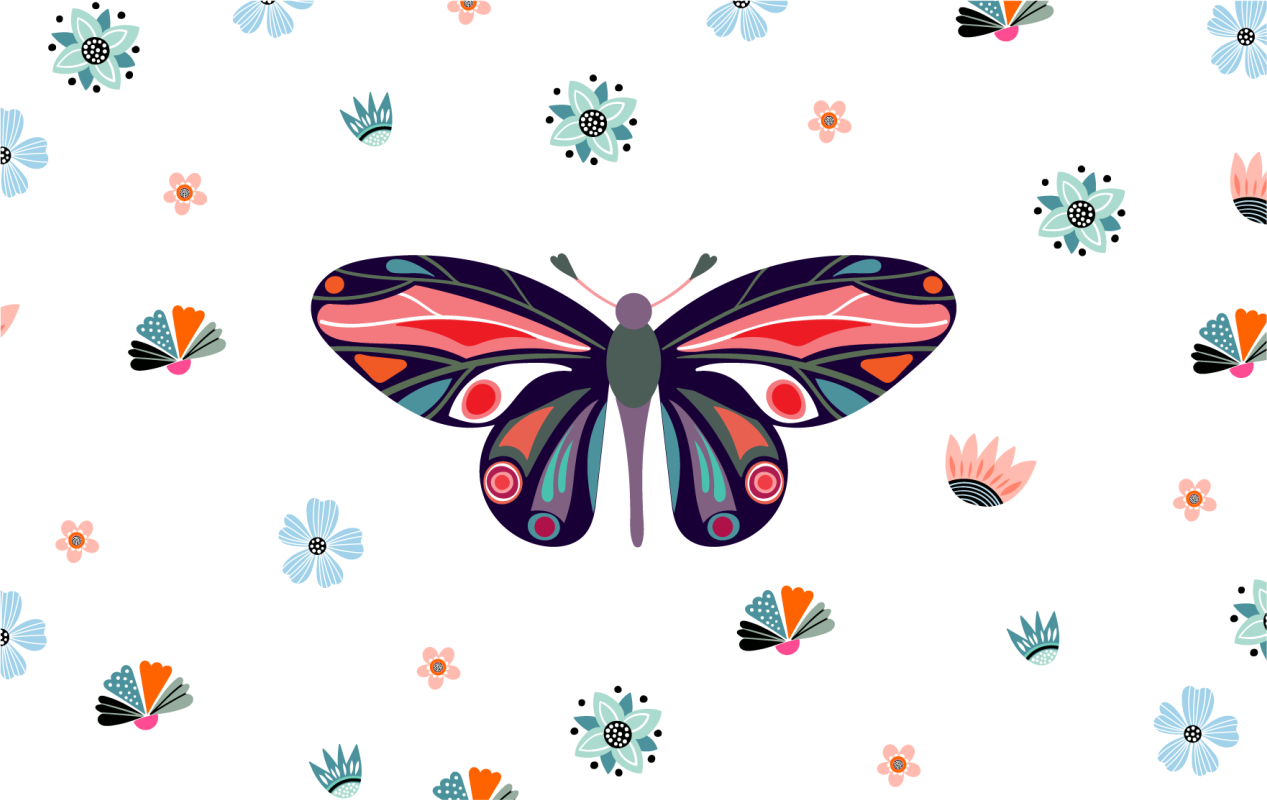 Tapis vinyle animal illustration de papillon vibrant - TenStickers