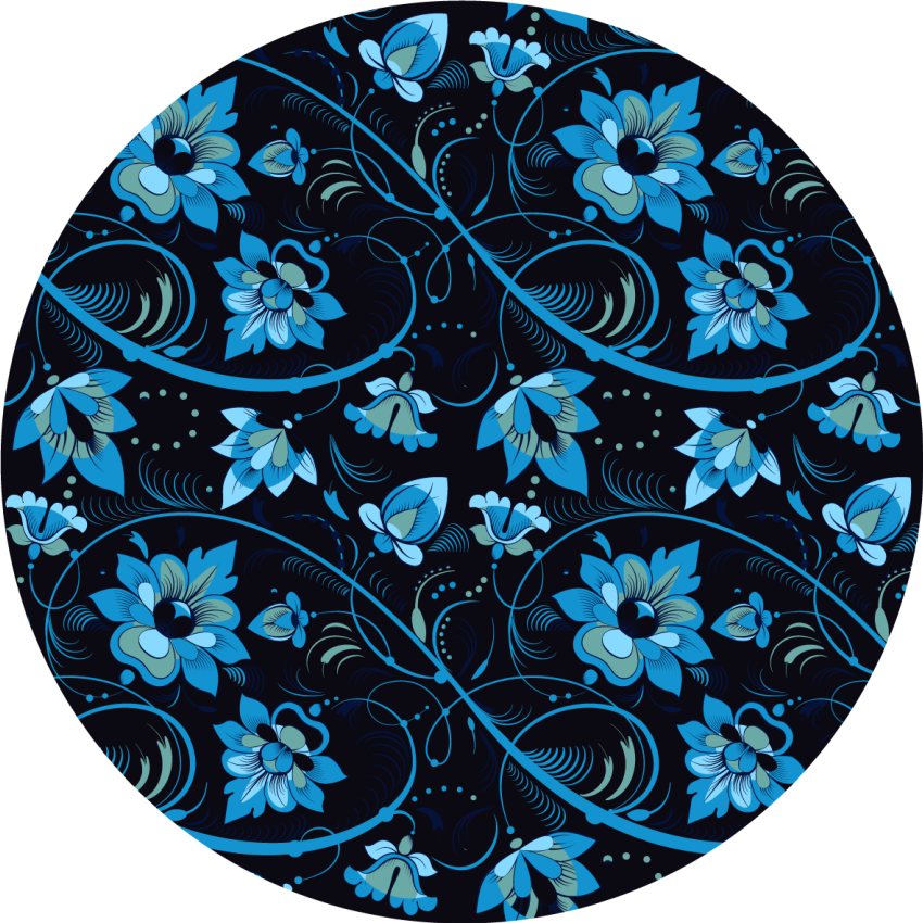 Tapis vinyle plantes motif fleuri bleu - TenStickers