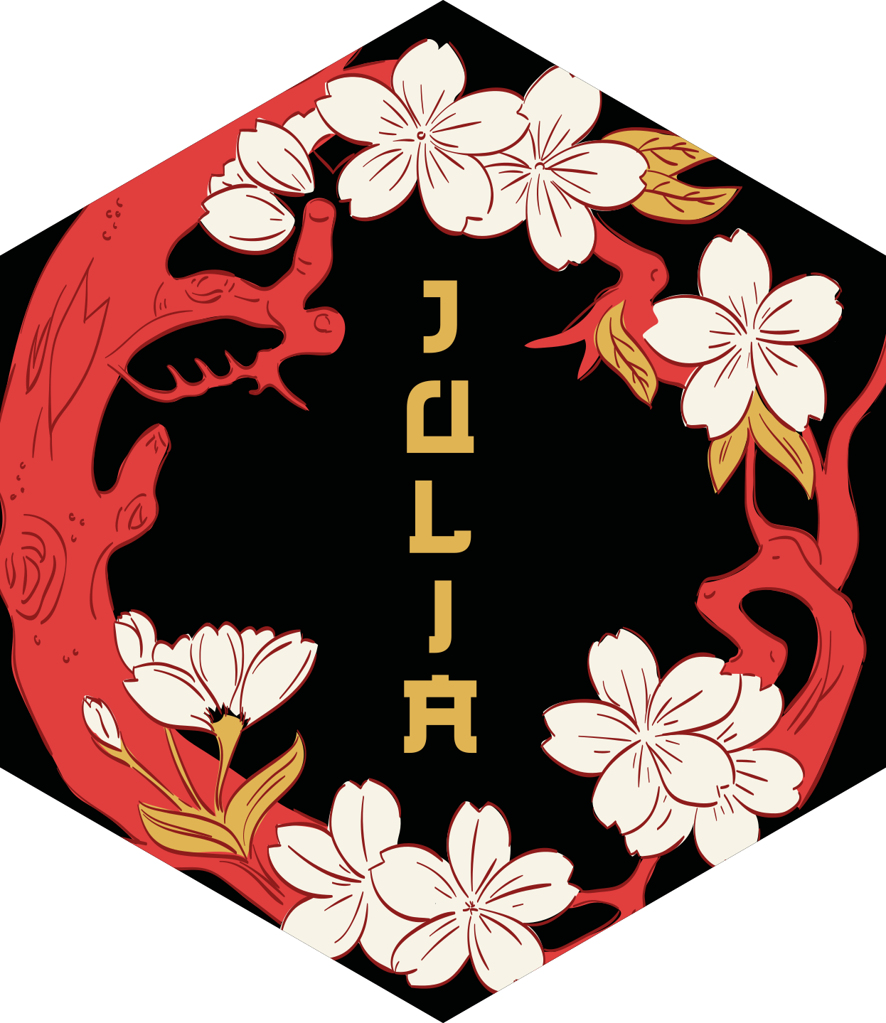 Tapis vinyle avec nom Branche de sakura avec fleurs et nom - TenStickers