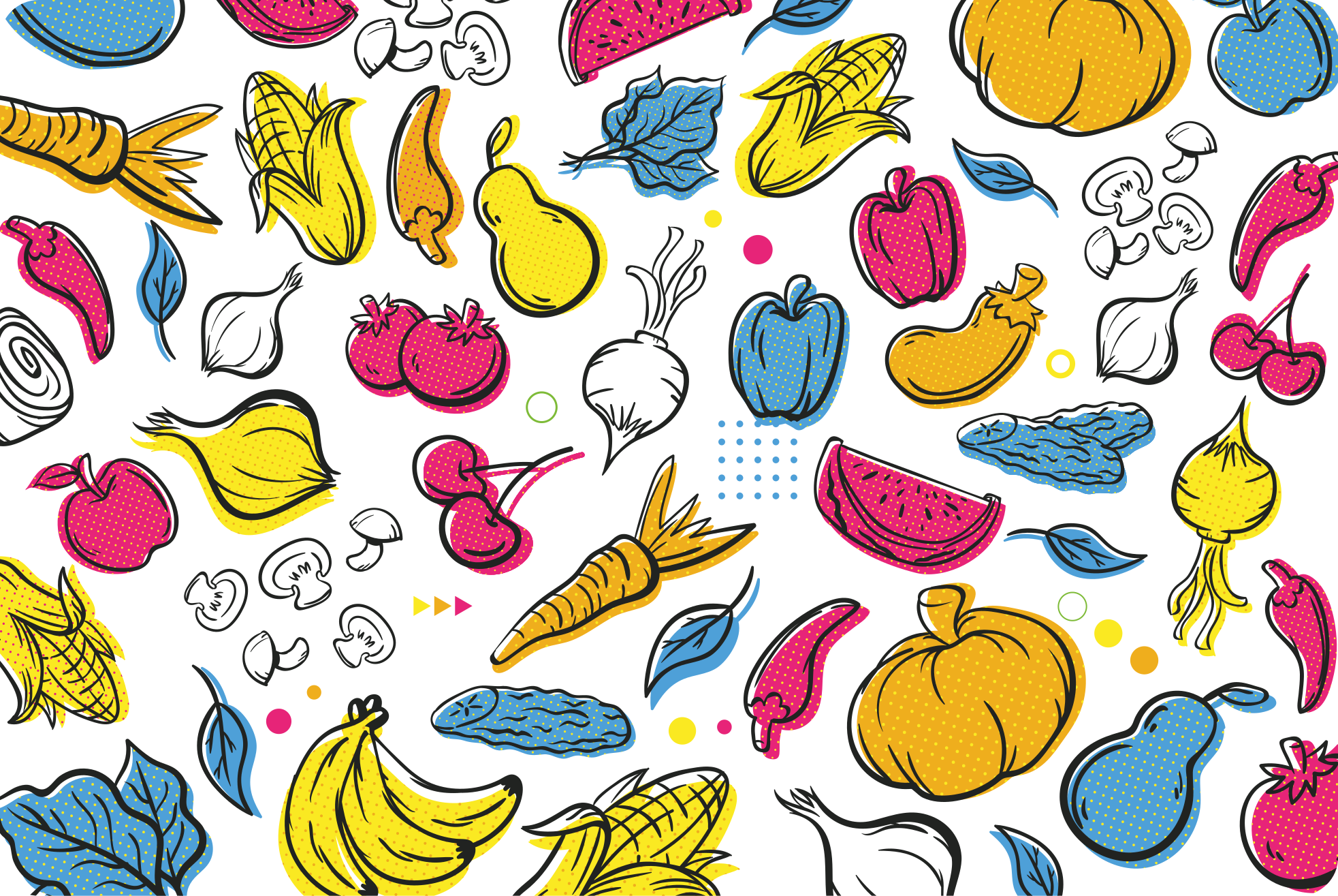 Tapis vinyle cuisine Fruits et légumes mélangés - TenStickers