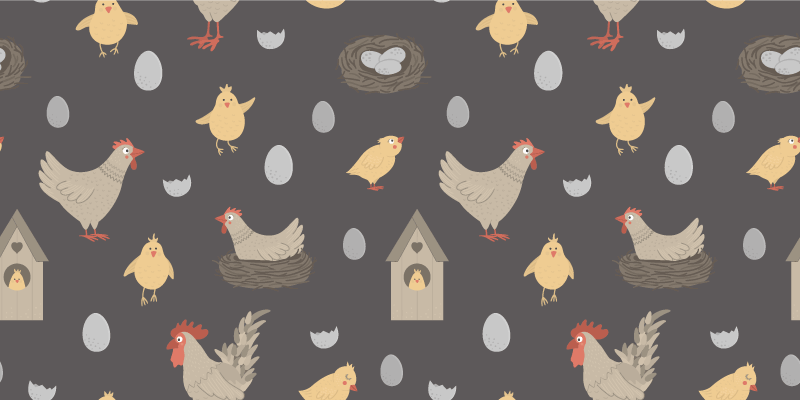 Tapis vinyle bébé modèle de poules et de nids - TenStickers