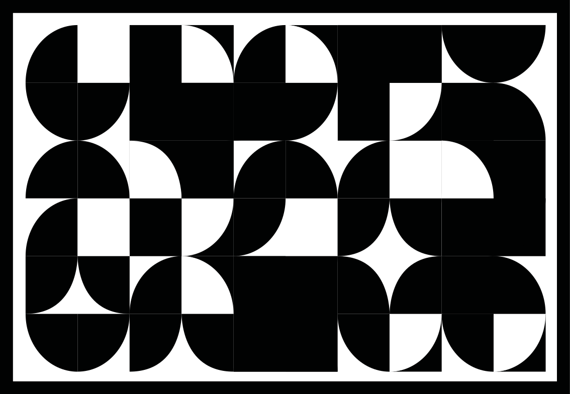 Tapis vinyle géométrique formes noires courbes - TenStickers