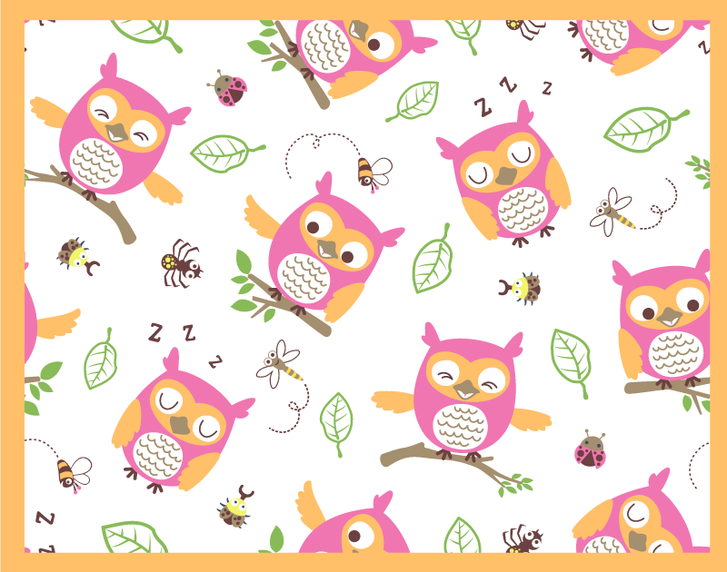 Tapis vinyle bébé joli motif de hibou - TenStickers