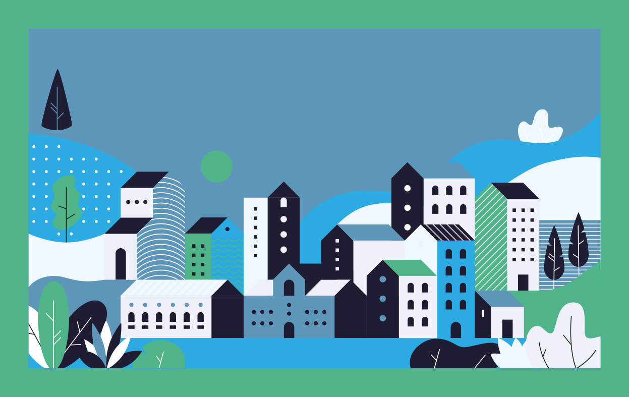 Tapis vinyle autres tapis paysage urbain bleu - TenStickers