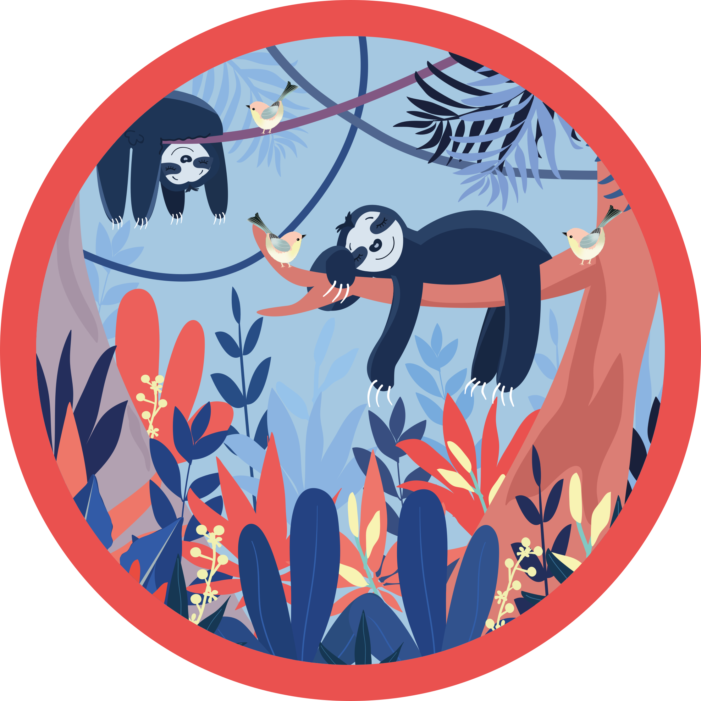 Tapis vinyle motif animal scène de jungle paresseuse - TenStickers