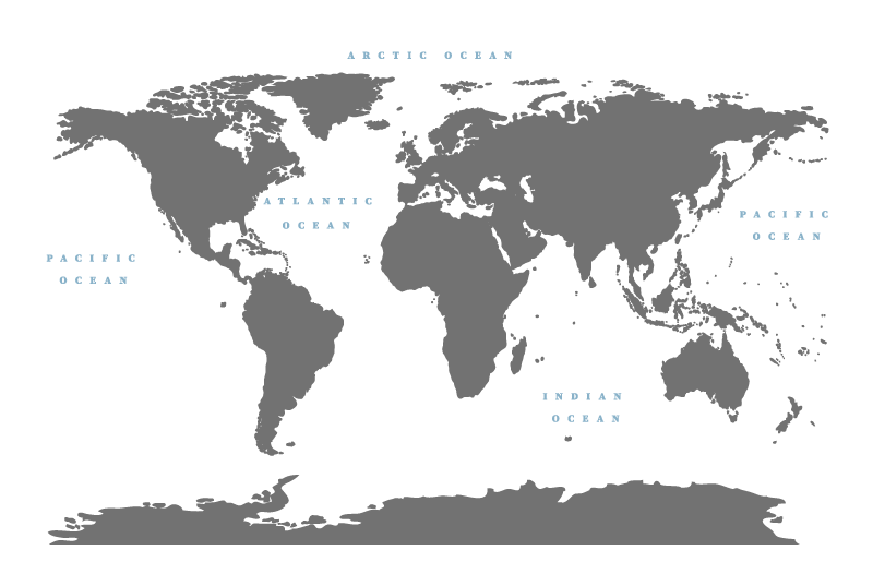 Tapis vinyle carte du monde Continents gris sur fond blanc - TenStickers